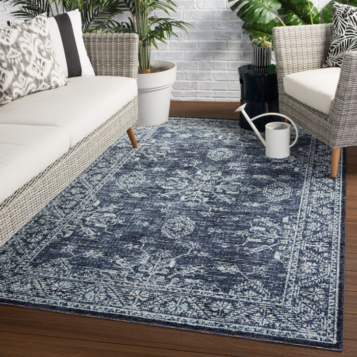 World Menagerie Jamestown Black/Blue Indoor/Outdoor Rug & Reviews Wayfair